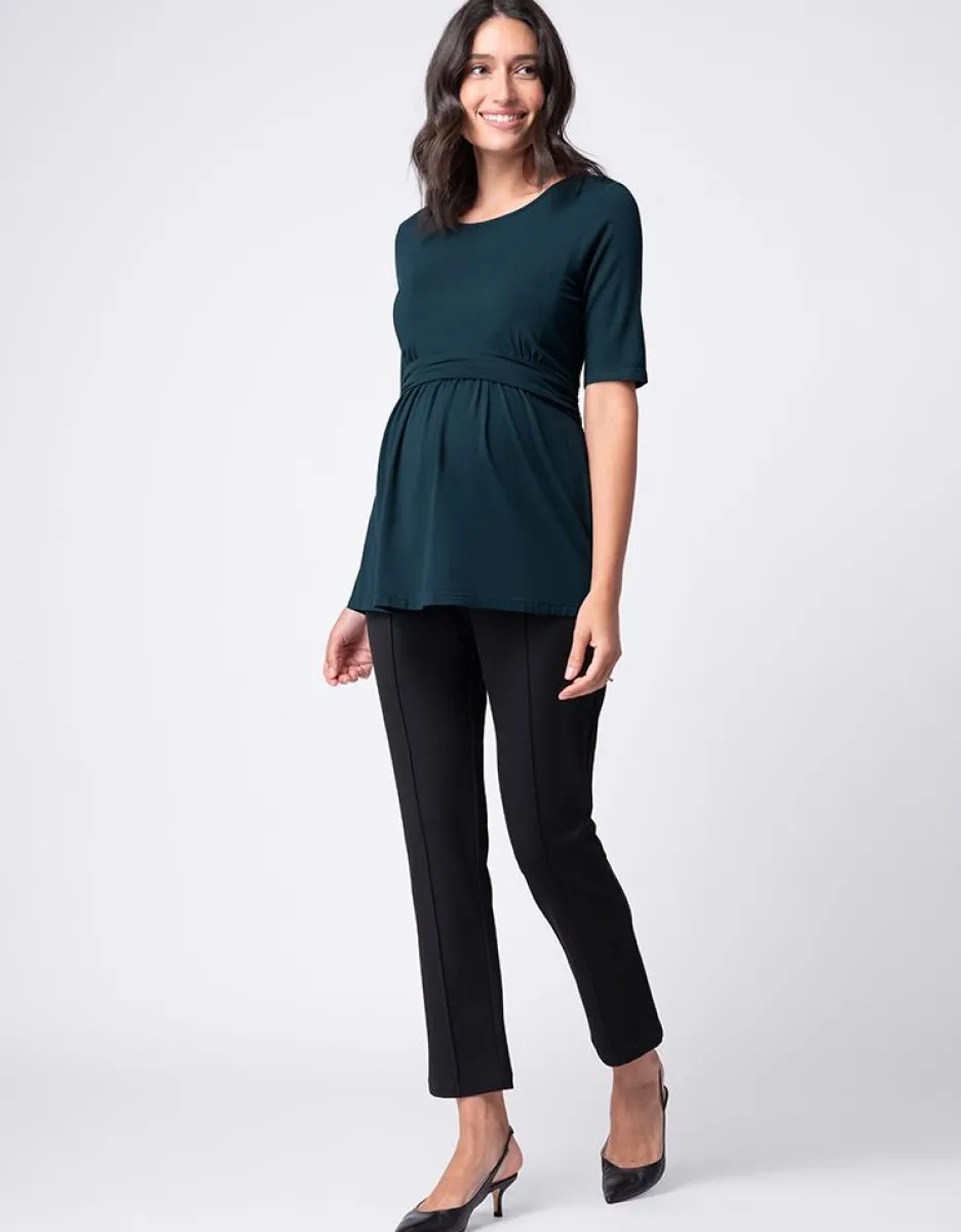 Sale Seraphine Smaragdgrunes Umstands- Und Stilltop Mit Kurzen Armeln