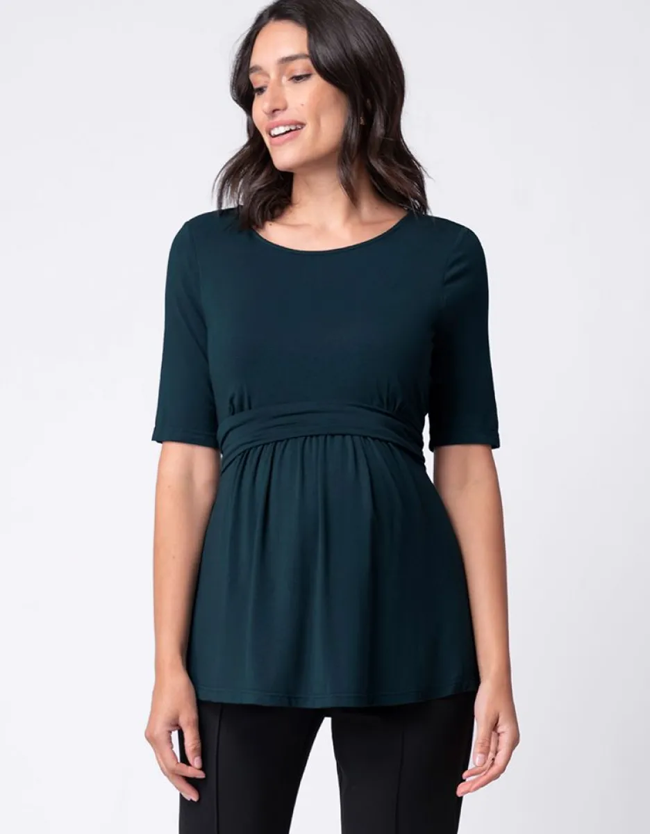 Sale Seraphine Smaragdgrunes Umstands- Und Stilltop Mit Kurzen Armeln