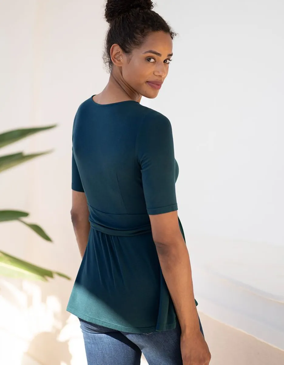 Sale Seraphine Smaragdgrunes Umstands- Und Stilltop Mit Kurzen Armeln