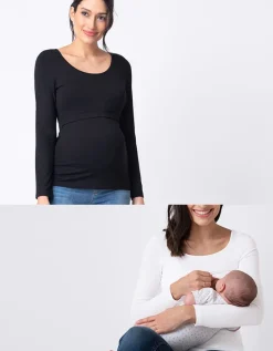 Hot Seraphine Still- & Umstands-T-Shirt Doppelpack Schwarz & Weis