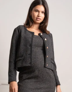 Best Sale Seraphine Stretch-Tweed-Umstandsjacke, Schwarz