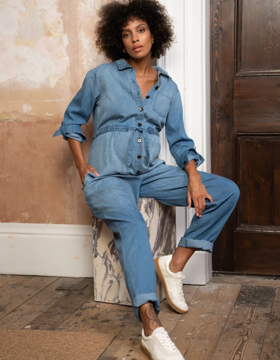 Discount Seraphine Tencel Umstandsjumpsuit In Denim-Optik