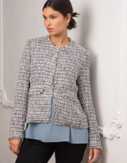 Outlet Seraphine Tweed-Umstandsjacke Mit Fransen