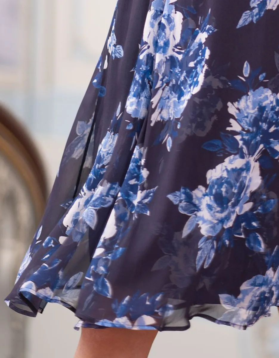 Shop Seraphine Umstands- & Stillkleid Mit Blumendruck &Wickeltop - Dunkelblau