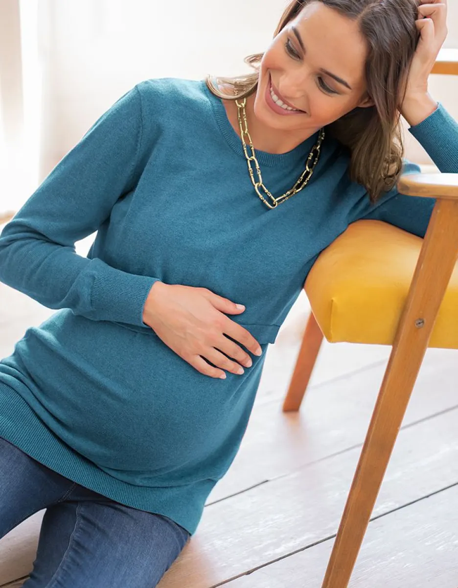 Discount Seraphine Umstands- & Stillpullover Petrol