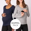 Shop Seraphine Umstands- & Stilltops Dunkelblau & Grau Doppelpack