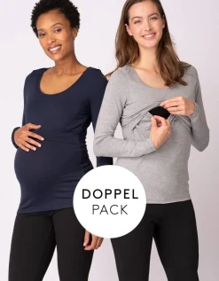 Shop Seraphine Umstands- & Stilltops Dunkelblau & Grau Doppelpack