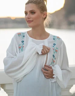 Outlet Seraphine Umstands- Und Stillbluse Mit Weisem, Gesticktem Blumenmuster