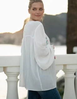 Outlet Seraphine Umstands- Und Stillbluse Mit Weisem, Gesticktem Blumenmuster