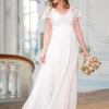 Cheap Seraphine Umstands- Und Stillbrautkleid Aus Elfenbeinfarbener Spitze Und Seidenchiffon