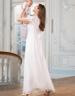 Cheap Seraphine Umstands- Und Stillbrautkleid Aus Elfenbeinfarbener Spitze Und Seidenchiffon