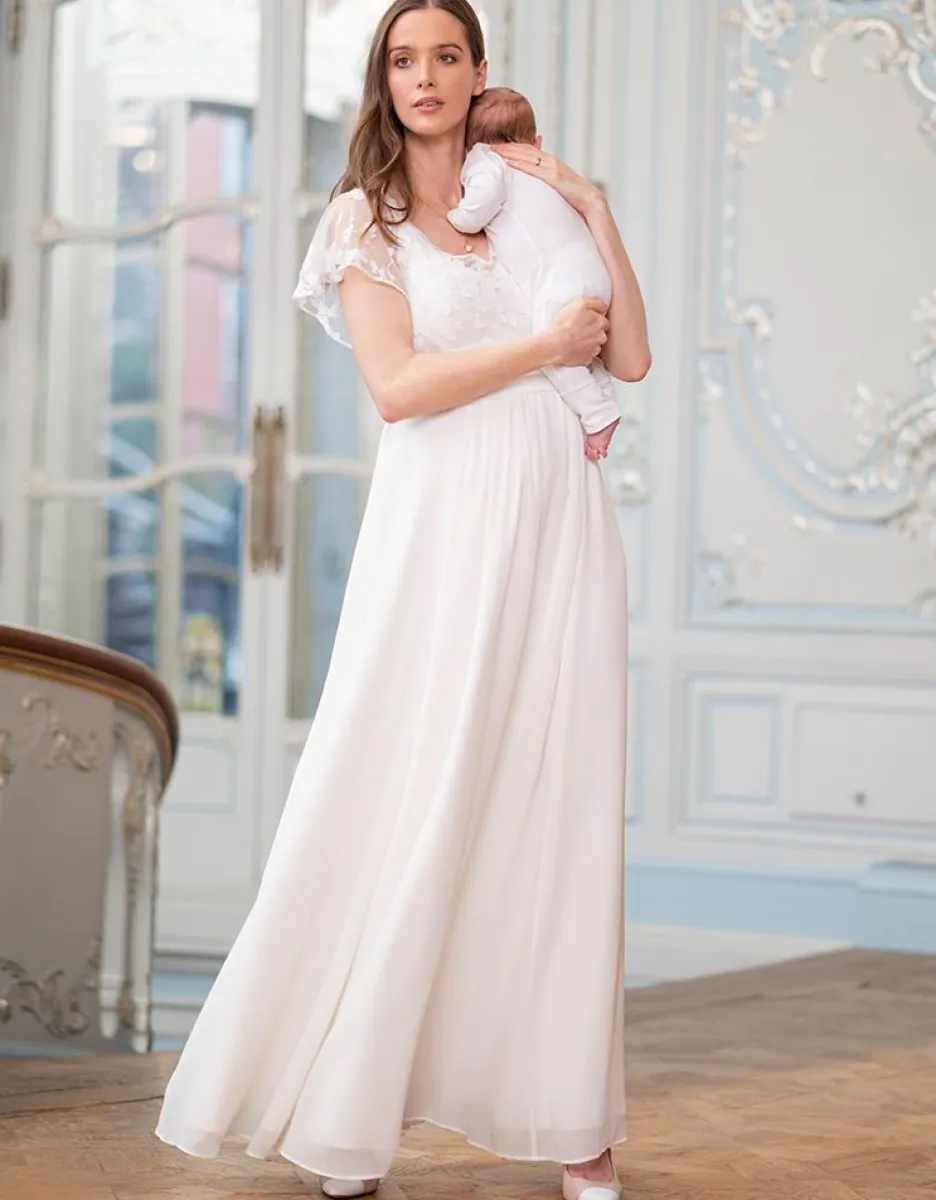 Cheap Seraphine Umstands- Und Stillbrautkleid Aus Elfenbeinfarbener Spitze Und Seidenchiffon