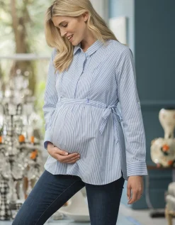 Best Seraphine Umstands- Und Stillhemd Mit Nadelstreifen In Blau Und Weis