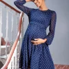 Online Seraphine Umstands- Und Stillkleid Aus Marineblauem Und Weisem Punkt-Chiffon