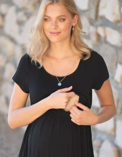 Clearance Seraphine Umstands- Und Stillkleid Aus Schwarzem Jersey
