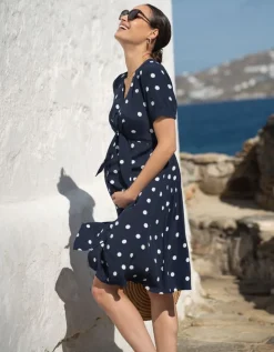 Outlet Seraphine Umstands- Und Stillkleid Mit Fleckmuster In Marineblau Und Weis
