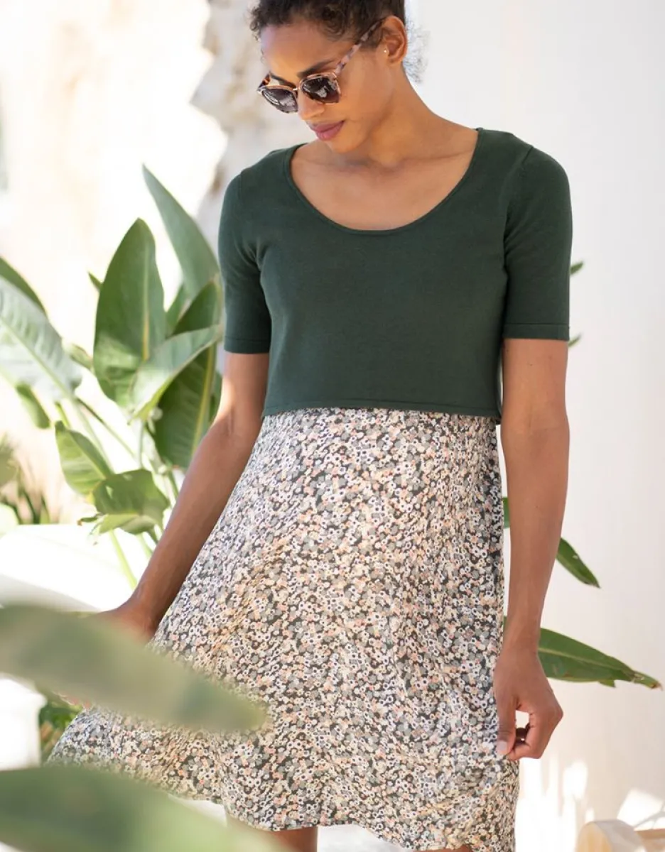 Best Seraphine Umstands- Und Stillkleid Mit Oberteil In Khakigrun Mit Ditsy-Blumendruck