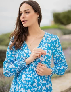 Best Sale Seraphine Umstands- Und Stillkleid Mit Blumenmuster In Blau Und Weis