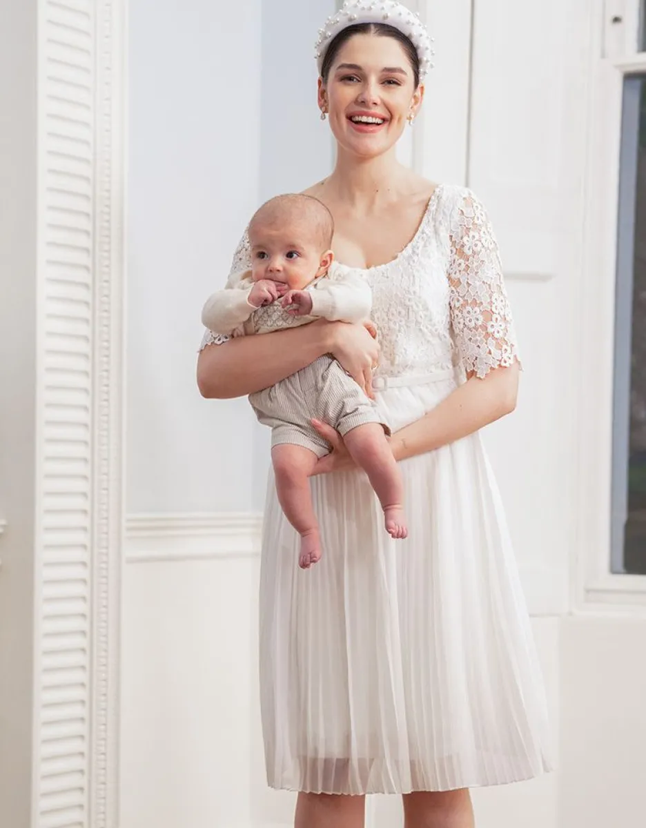Cheap Seraphine Umstands- Und Stillkleid Mit Spitzentop Und Plisseerock - Elfenbein