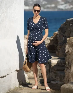 Outlet Seraphine Umstands- Und Stillkleid Mit Fleckmuster In Marineblau Und Weis