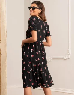Online Seraphine Umstands- Und Stillkleid Mit Gerafftem Schwarzem Blumendruck