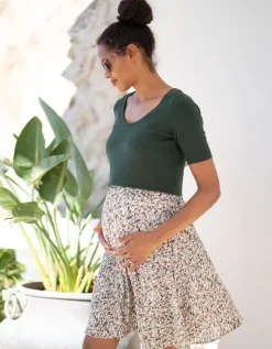 Best Seraphine Umstands- Und Stillkleid Mit Oberteil In Khakigrun Mit Ditsy-Blumendruck