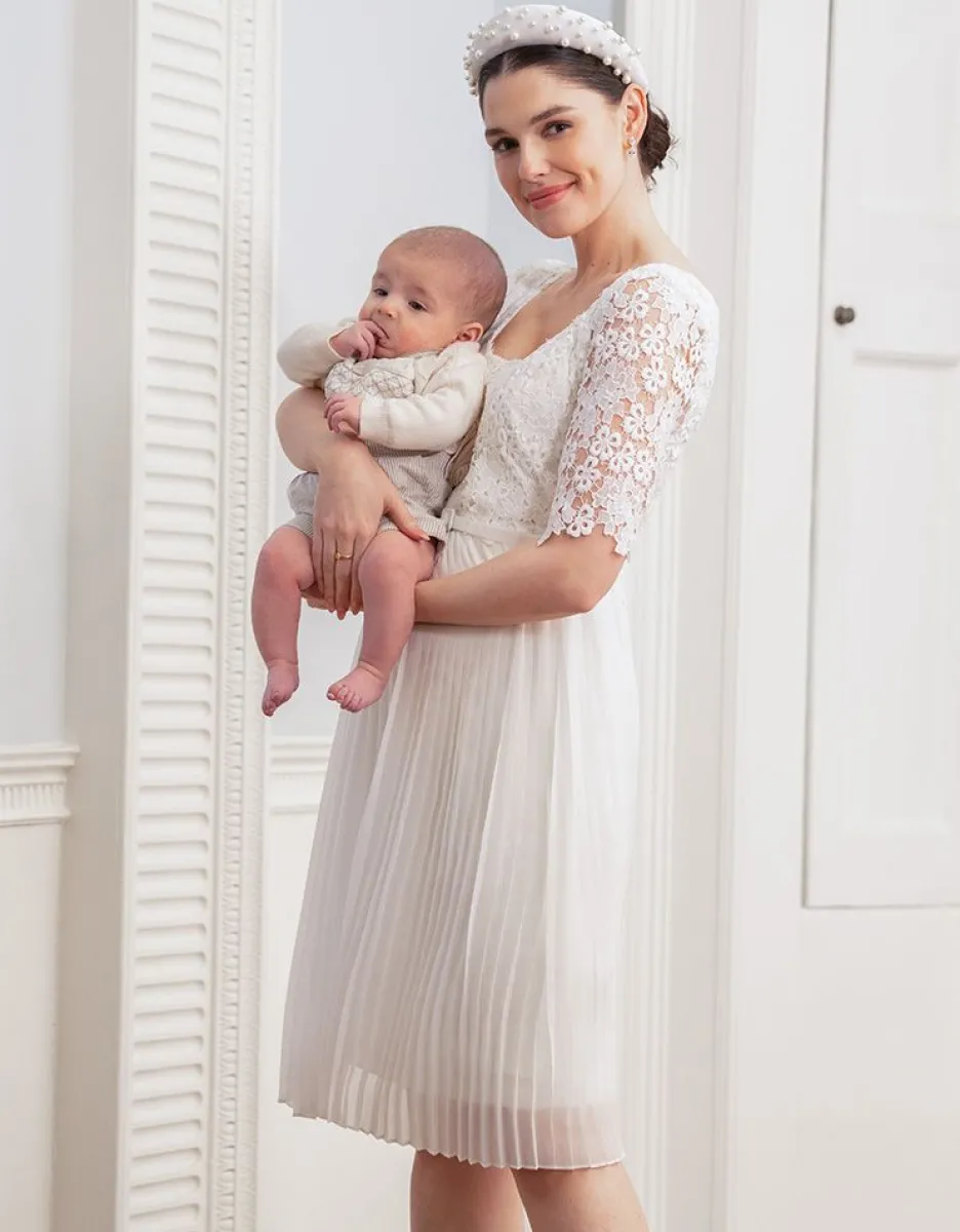 Cheap Seraphine Umstands- Und Stillkleid Mit Spitzentop Und Plisseerock - Elfenbein