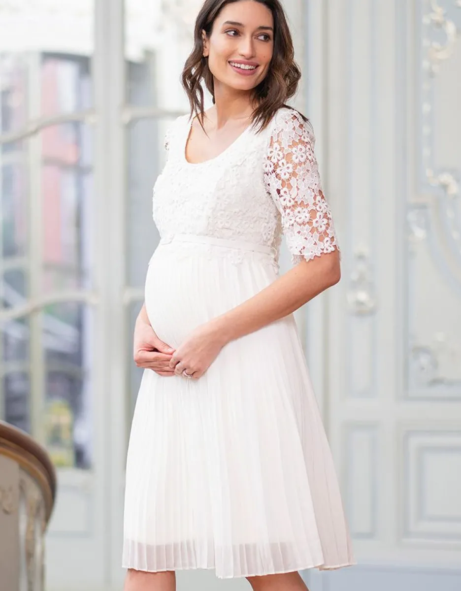 Cheap Seraphine Umstands- Und Stillkleid Mit Spitzentop Und Plisseerock - Elfenbein