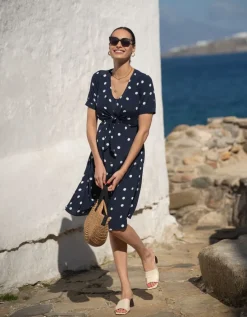 Outlet Seraphine Umstands- Und Stillkleid Mit Fleckmuster In Marineblau Und Weis