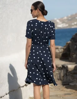 Outlet Seraphine Umstands- Und Stillkleid Mit Fleckmuster In Marineblau Und Weis
