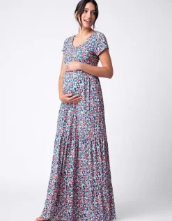 Fashion Seraphine Umstands- Und Still-Maxikleid Aus Buntem Jersey Mit Blumenmuster
