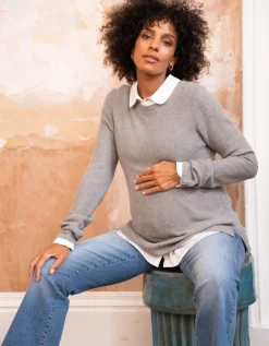 Store Seraphine Umstands- Und Stillpullover Mit Hemdlayer - Baumwollmischung