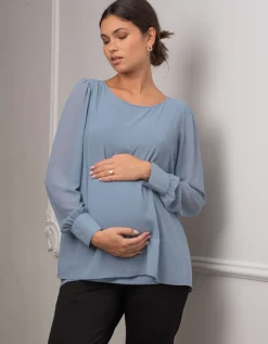 Best Sale Seraphine Umstands- Und Stilltop Im Lagenlook, Schieferblau