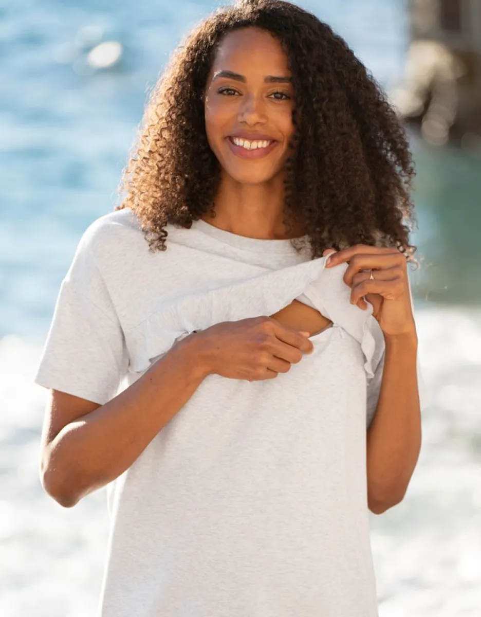 Fashion Seraphine Umstands- Und Still-T-Shirt, Grau Meliert