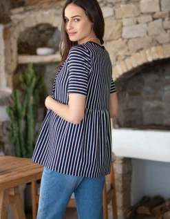 Hot Seraphine Umstands- Und Still-T-Shirt Mit Marineblauen Und Weisen Streifen