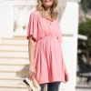 Fashion Seraphine Umstands- Und Still-Tunika-Top In Wickeloptik Vorne In Pink