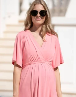 Fashion Seraphine Umstands- Und Still-Tunika-Top In Wickeloptik Vorne In Pink