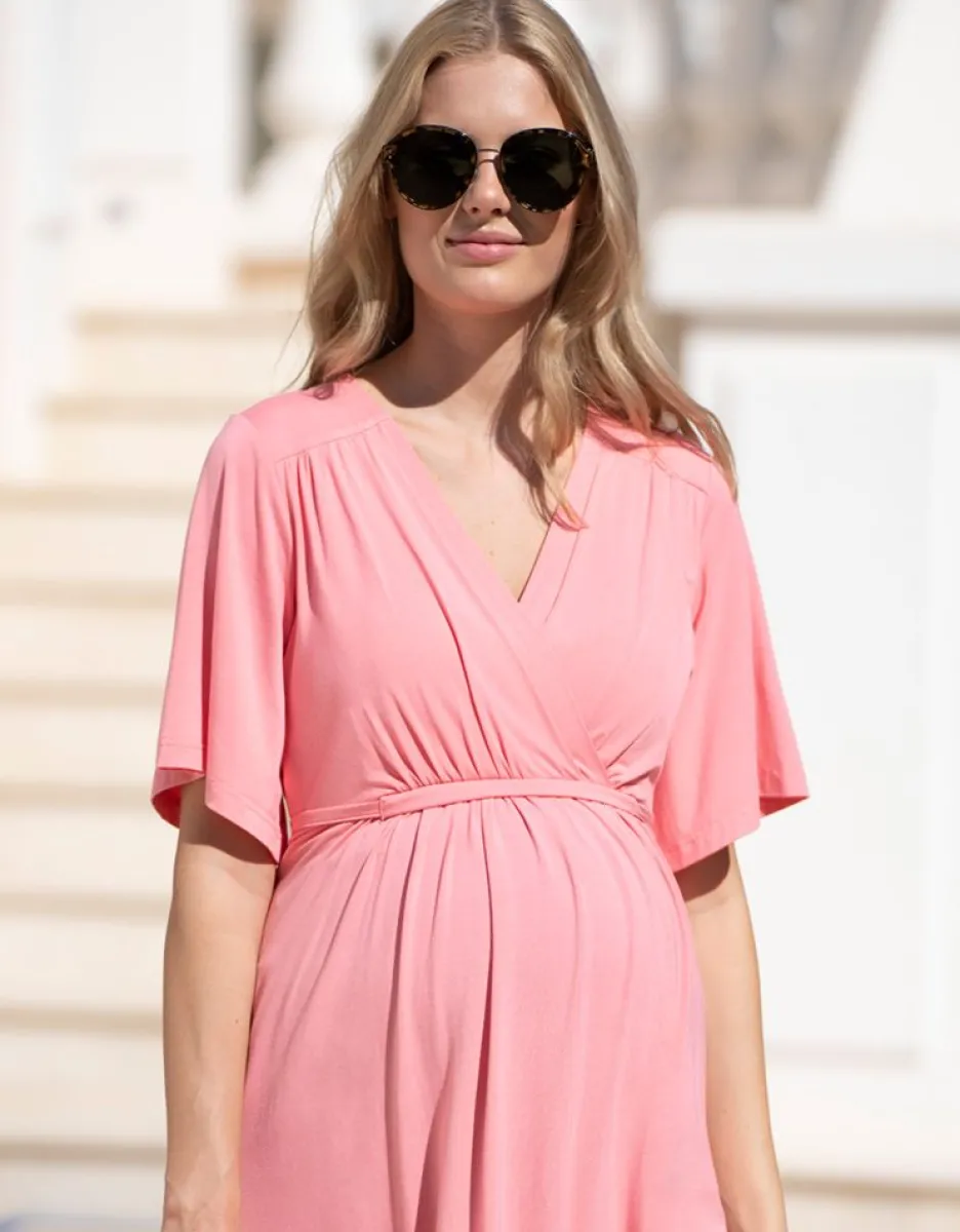 Fashion Seraphine Umstands- Und Still-Tunika-Top In Wickeloptik Vorne In Pink