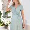 Fashion Seraphine Umstands- Und Stillwickelkleid In Salbeigrun Und Weis Mit Punkten
