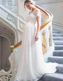 Online Seraphine Umstandsbrautkleid Aus Seide Und Spitze Lang