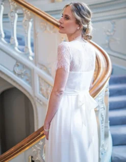 Online Seraphine Umstandsbrautkleid Aus Seide Und Spitze Lang