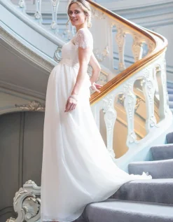 Online Seraphine Umstandsbrautkleid Aus Seide Und Spitze Lang