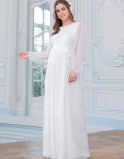 Cheap Seraphine Umstandsbrautkleid Aus Strukturiertem Chiffon