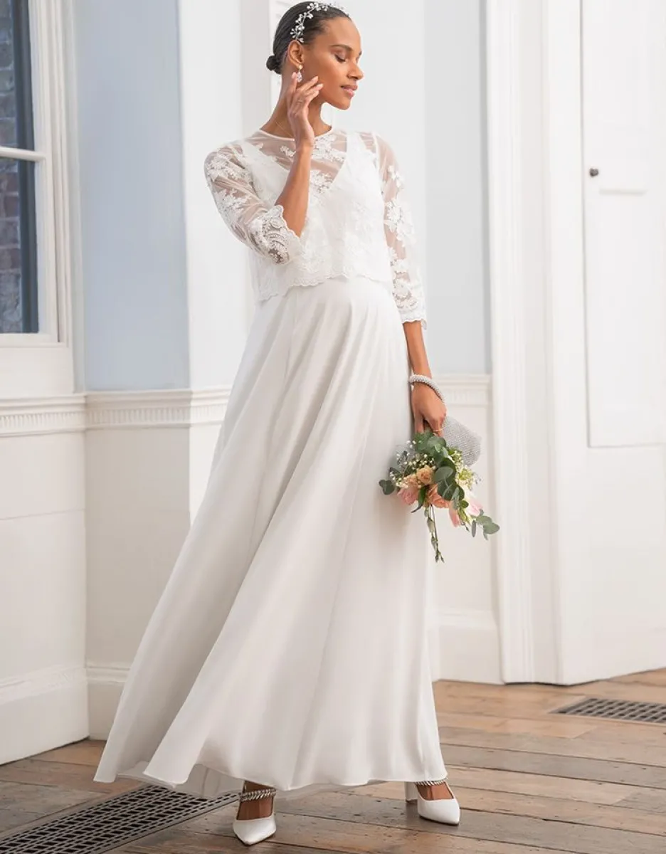 New Seraphine Umstandsbrautkleid Mit Abnehmbarer Spitze