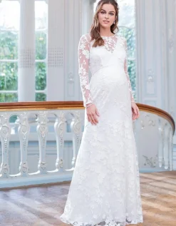 Flash Sale Seraphine Umstandsbrautkleid Mit Langen Spitzenarmeln