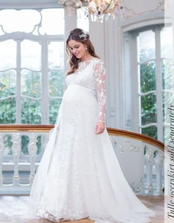 Flash Sale Seraphine Umstandsbrautkleid Mit Langen Spitzenarmeln