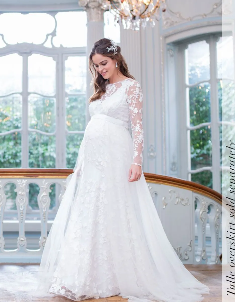 Flash Sale Seraphine Umstandsbrautkleid Mit Langen Spitzenarmeln