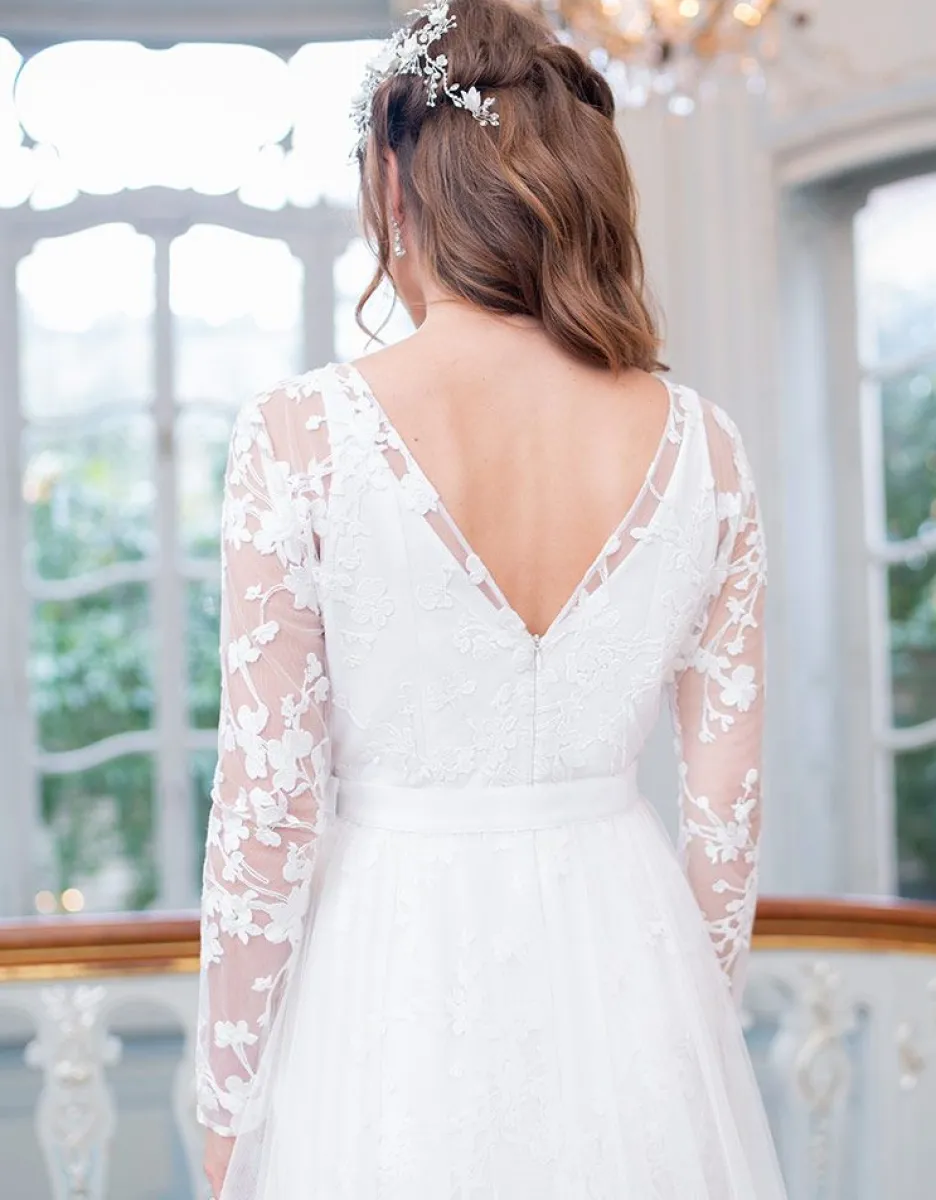 Flash Sale Seraphine Umstandsbrautkleid Mit Langen Spitzenarmeln
