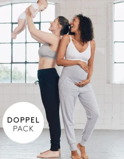 New Seraphine Umstandsjogginghosen Doppelpack Schwarz & Grau