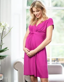 Online Seraphine Umstandskleid Mit Geknoteter Empire Taille - Fuchsia